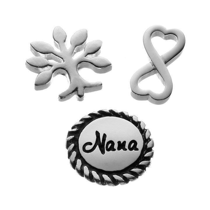 Blue La Rue Silver-plated Tree, Infinity Symbol & Nana Disc Charm Set, Women's, Silver