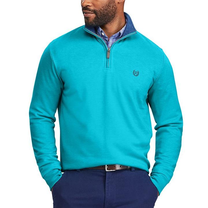 Men's Chaps Classic-fit Easy-care Quarter-zip Pullover, Size: Large, Blue