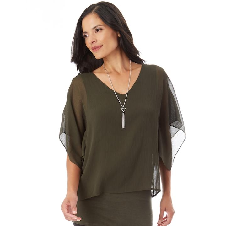 Women's Apt. 9&reg; Kimono Popover Top, Size: Xlrg Av/rg, Dark Green