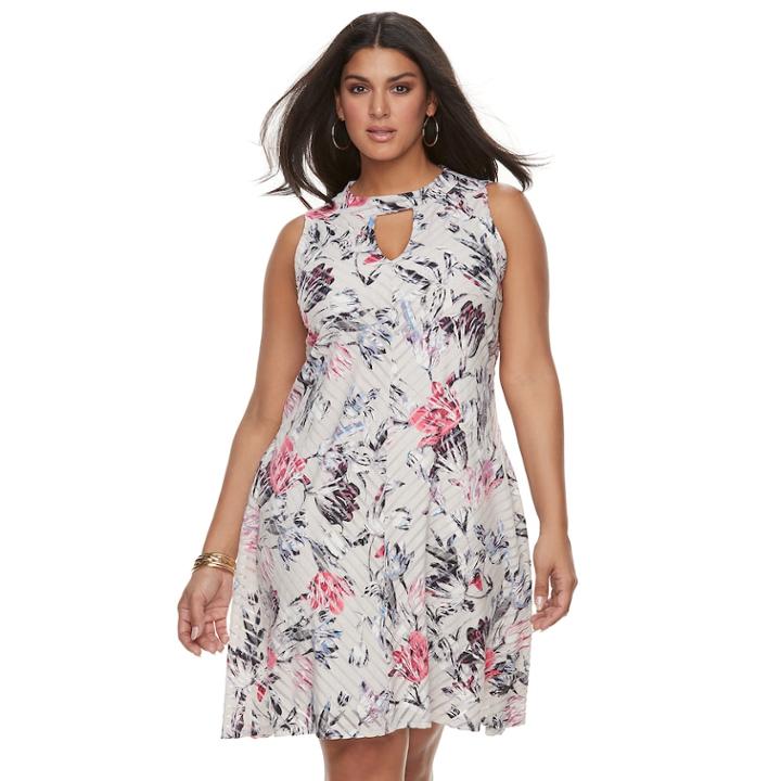 Plus Size Jennifer Lopez Cut Out Dress, Women's, Size: 1xl, Grey