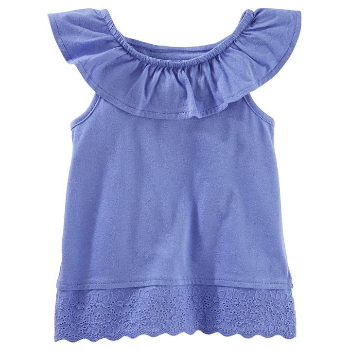 Girls 4-8 Carter's Eyelet-hem Tank Top, Girl's, Size: 4, Med Blue