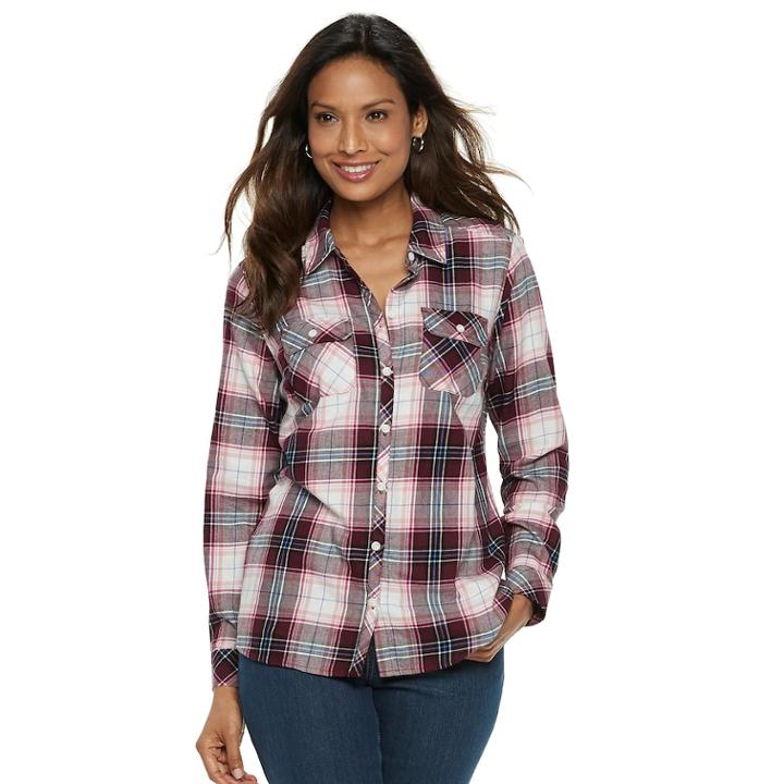 Women's Croft & Barrow&reg; Classic Soft Shirt, Size: Xxl, Red