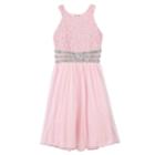 Girls 7-16 Speechless Lace Chiffon Beaded Waist Dress, Size: 16, Brt Pink