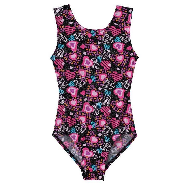 Girls 4-14 Jacques Moret Heart Shapes Leotard, Girl's, Size: Small, Brown Over