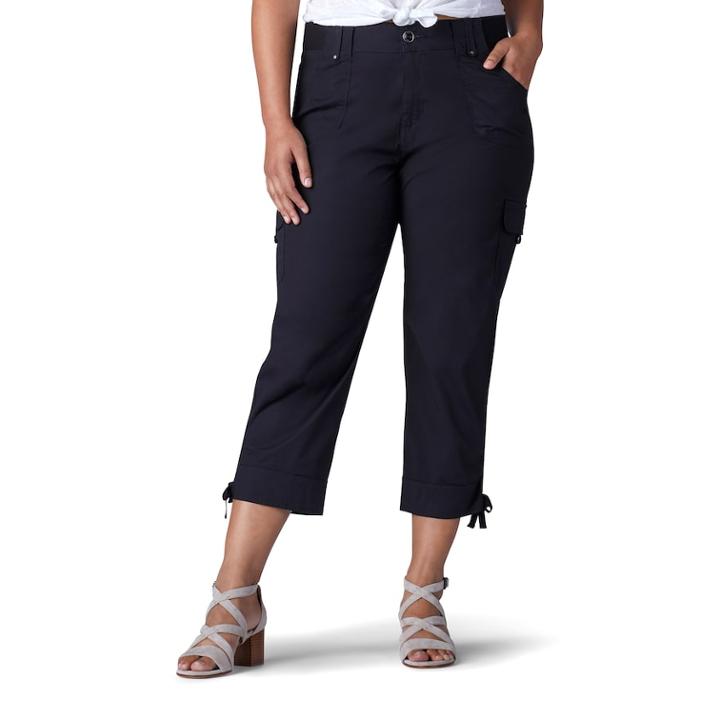 Plus Size Lee Nikki Cuffed Poplin Capris, Women's, Size: 16 - Regular, Black