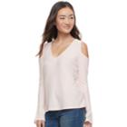 Juniors' So&reg; Cozy Cold-shoulder Top, Teens, Size: Small, Light Pink