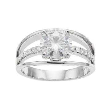 Forever Brilliant 14k White Gold 2 Carat T.w. Lab-created Moissanite 3-row Ring, Women's, Size: 8