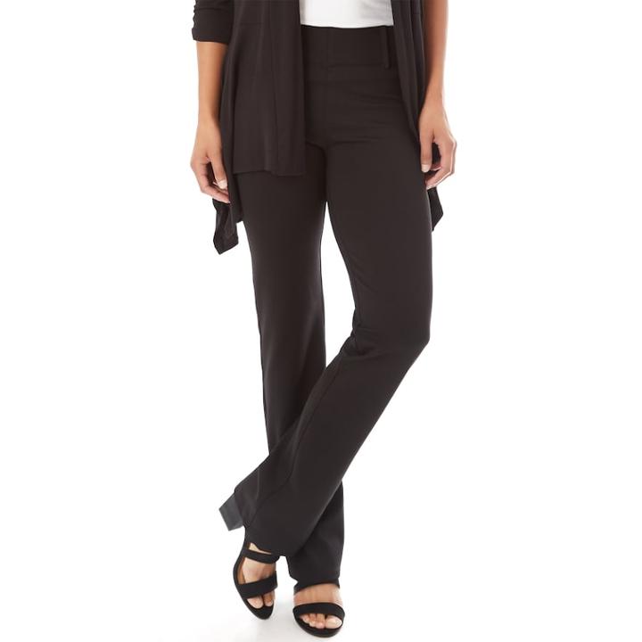 Women's Apt.9&reg; Slim Ponte Pull-on Pants, Size: Medium, Black