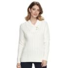 Women's Croft & Barrow&reg; Shawl Collar Braided Sweater, Size: Small, White