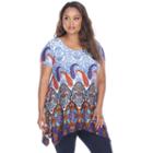 Plus Size White Mark Paisley Sharkbite-hem Tunic, Women's, Size: 1xl, Blue (navy)