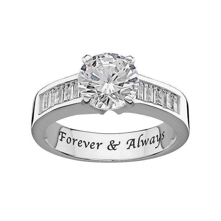 Sweet Sentiments Cubic Zirconia Engagement Ring In Sterling Silver, Women's, Size: 5, White