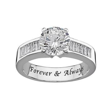 Sweet Sentiments Cubic Zirconia Engagement Ring In Sterling Silver, Women's, Size: 5, White