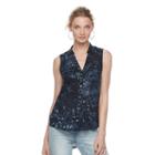 Women's Rock & Republic&reg; Tie-dye Grommet Top, Size: Medium, Dark Blue