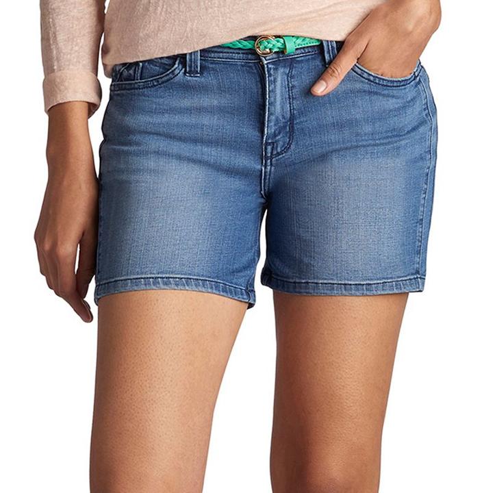 Women's Lee Twila Modern Series Belted Jean Shorts, Size: 18 Avg/reg, Dark Blue