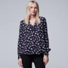 Petite Simply Vera Vera Wang Abstract Print Blouse, Women's, Size: S Petite, Drk Purple
