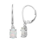 Sterling Silver Simulated Opal & Diamond Accent Drop Earrings, Women's, White