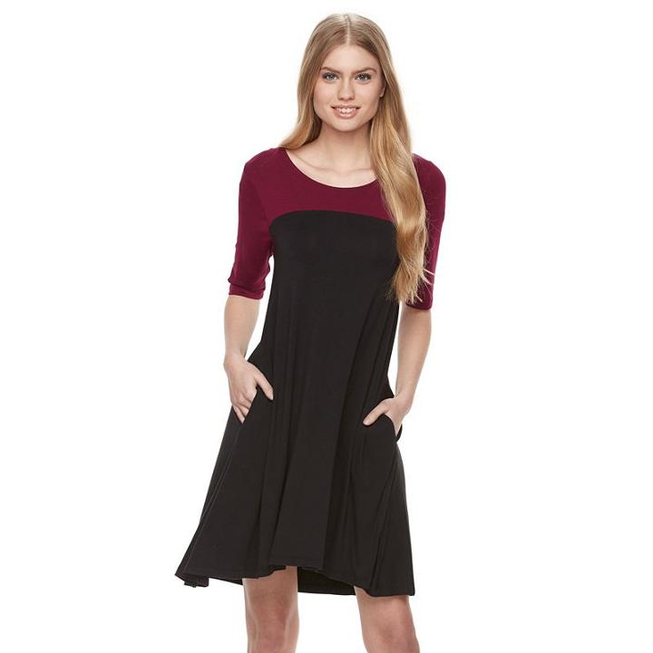 Women's Nina Leonard Colorblock Trapeze Dress, Size: Xl, Black