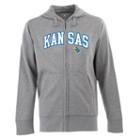 Men's Kansas Jayhawks Signature Zip Front Fleece Hoodie, Size: Xl, Grey