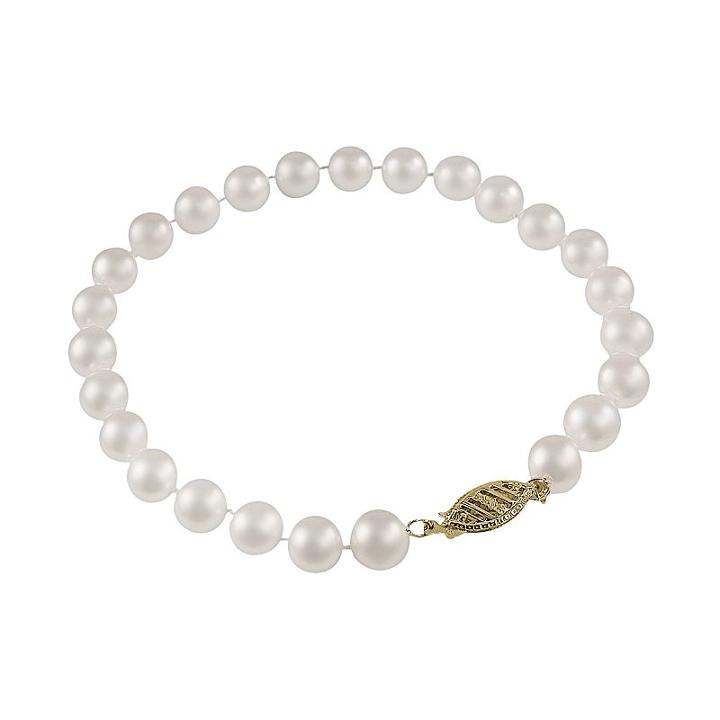 10k Gold Freshwater Cultured Pearl Bracelet - 7-in, Women's, Size: 7, White