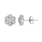 Pure Radiance Lab-created White Sapphire & Diamond Accent Flower Cluster Stud Earrings, Women's
