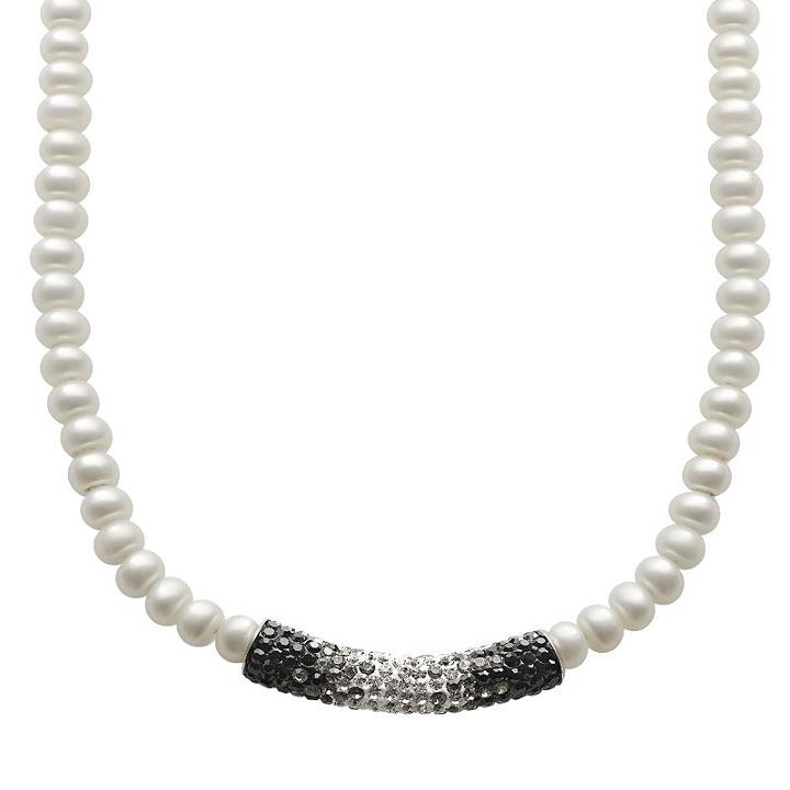Pearlustre By Imperial Freshwater Cultured Pearl And Crystal Sterling Silver Ombre Necklace, Women's, White