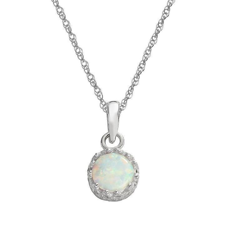Tiara Sterling Silver Lab-created Opal Pendant, Women's, Size: 18, White