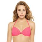 Juniors' Hot Water Push-up Crochet Twist-front Bikini Top, Size: Xl, Med Red