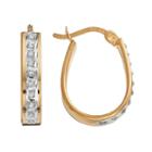 Diamond Mystique 18k Gold Over Silver Diamond Accent Pear Hoop Earrings, Women's, White