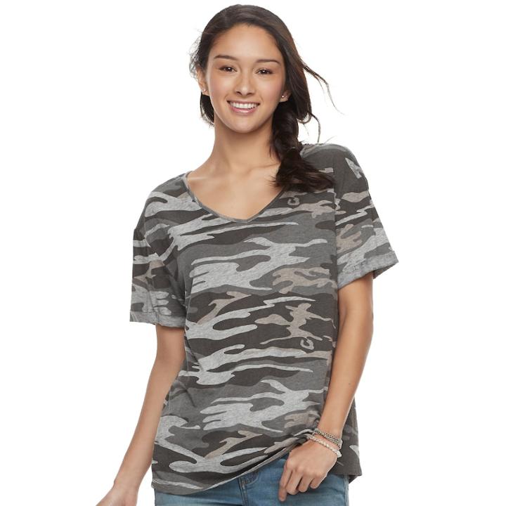Juniors' Awake V-neck Boyfriend Tee, Teens, Size: Xs, Med Grey