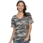 Juniors' Awake V-neck Boyfriend Tee, Teens, Size: Xs, Med Grey