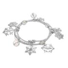 Snowflake Charm Beaded Stretch Bracelet Set, Women's, Silver