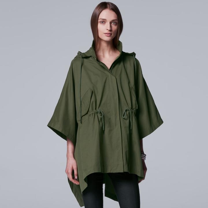 Women's Simply Vera Vera Wang Cape Jacket, Size: Medium, Dark Green
