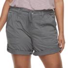 Plus Size Juniors' Plus Unionbay Marty Rolled Shorts, Teens, Size: 16 W, Light Grey