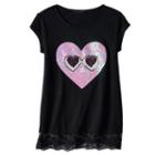 Girls 7-16 Miss Chievous Sequin Applique Lace Hem Tee, Girl's, Size: Medium, Black