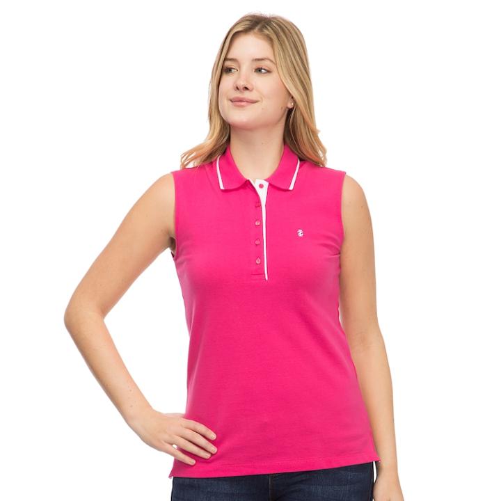 Women's Izod Pique Sleeveless Polo, Size: Large, Pink