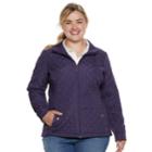 Plus Size Weathercast Quilted Moto Jacket, Women's, Size: 3xl, Lt Purple