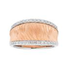 14k Rose Gold 3/8 Carat T.w. Diamond Textured Concave Ring, Women's, Size: 5.50, White