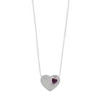 Sterling Silver Cubic Zirconia Pave Double Heart Pendant Necklace, Women's, White