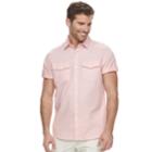 Men's Apt. 9&reg; Premier Flex Slim-fit Stretch Textured Woven Button-down Shirt, Size: Small Slim, Lt Orange