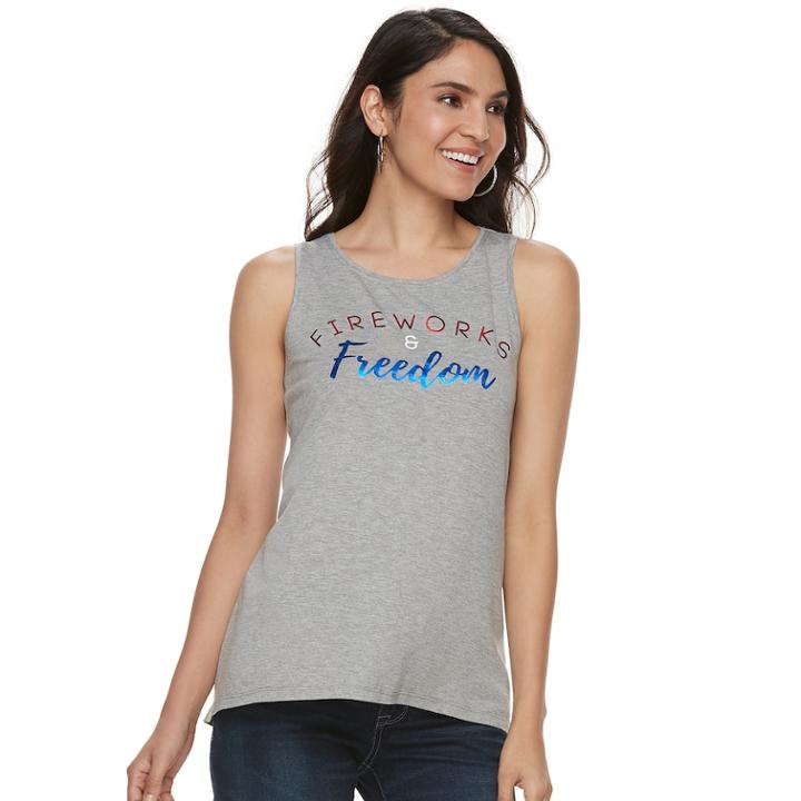 Women's Apt. 9&reg; Graphic Tank, Size: Xs, Grey