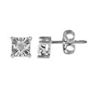 Sterling Silver 1/10-ct. T.w. Princess-cut Diamond Stud Earrings, Women's, White