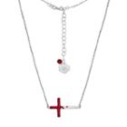Texas A & M Aggies Sterling Silver Crystal Sideways Cross Necklace, Women's, Size: 18, Purple