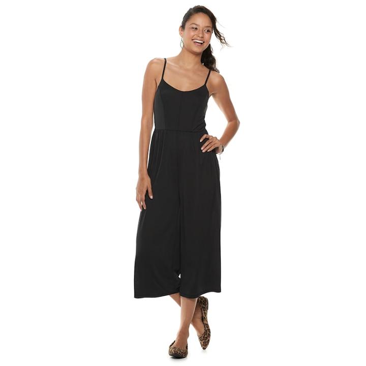 Juniors' Mudd&reg; Cupro Culotte Jumpsuit, Teens, Size: Large, Black