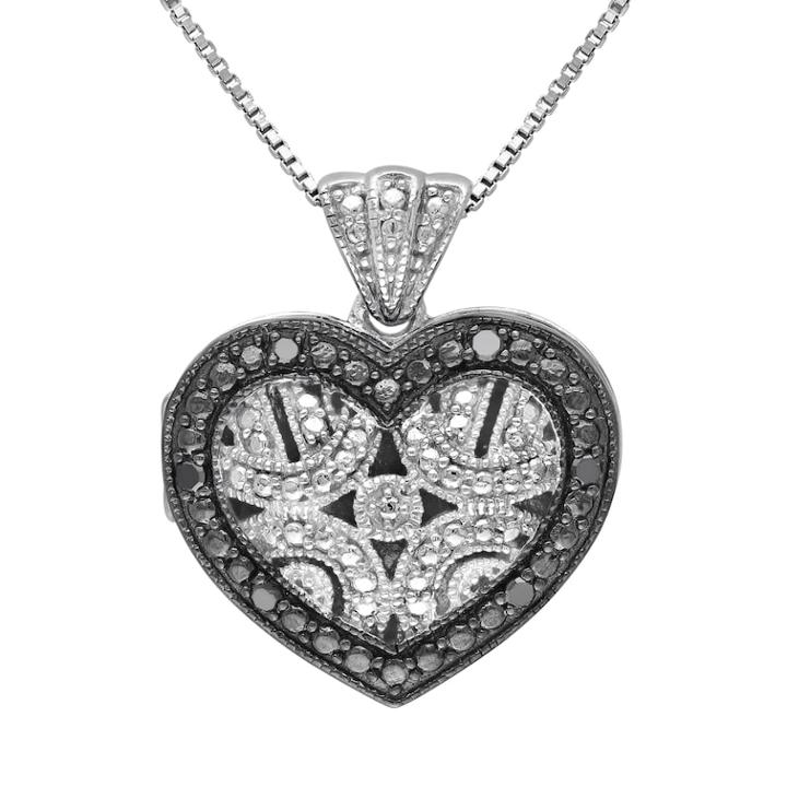 Stella Grace Black Diamond Accent Sterling Silver Heart Pendant Necklace, Women's, Size: 18