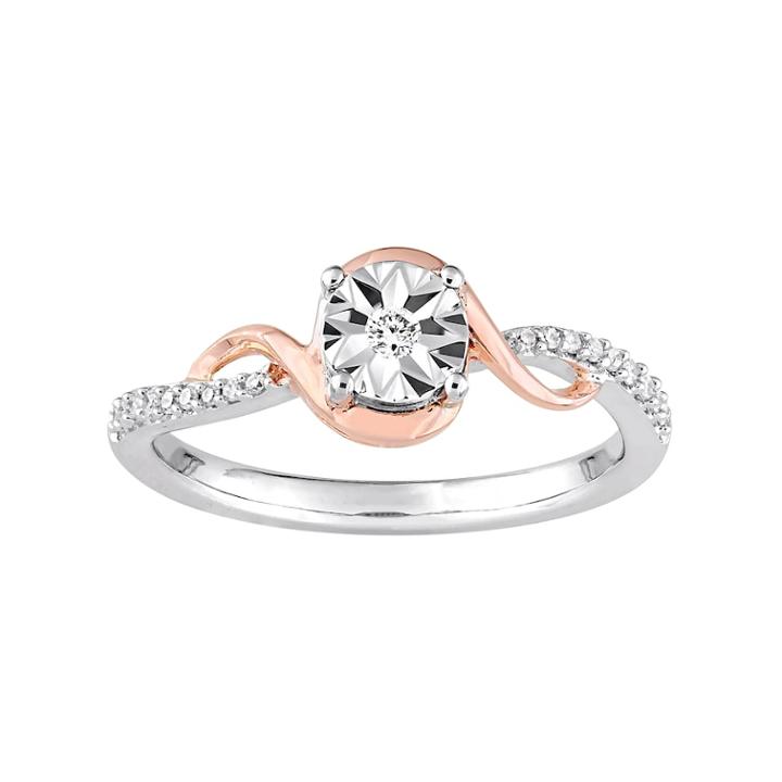 Stella Grace Two Tone 10k Gold 1/10 Carat T.w. Diamond Swirl Ring, Women's, Size: 7, White