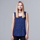Women's Simply Vera Vera Wang Floral Jaquard Tank, Size: Large, Blue