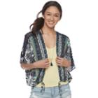 Juniors' Neon Soul Printed Kimono, Tank & Necklace Set, Teens, Size: Xs, Blue (navy)