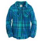 Girls 7-16 & Plus Size Mudd&reg; Lace-up Plaid Popover Top, Size: 14, Blue