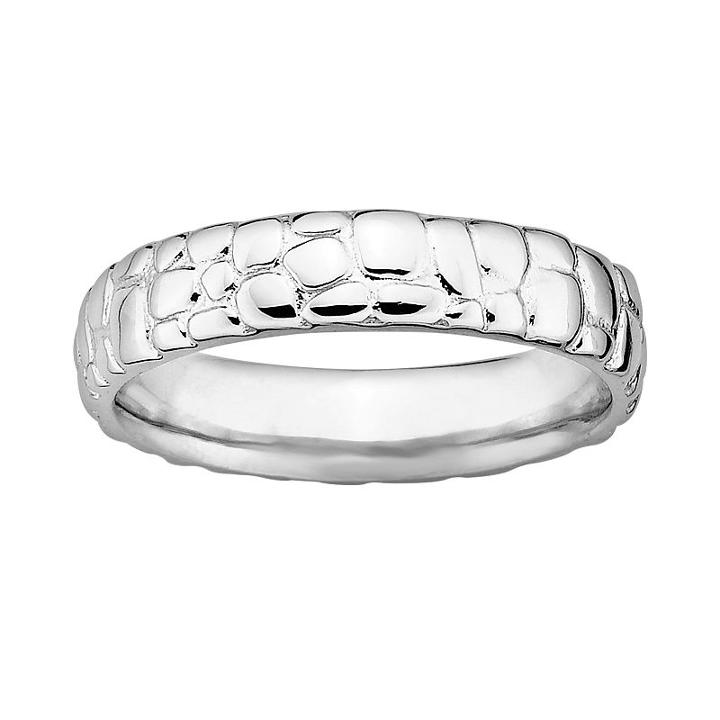 Stacks And Stones Sterling Silver Pebbled Stack Ring, Women's, Size: 9, Grey