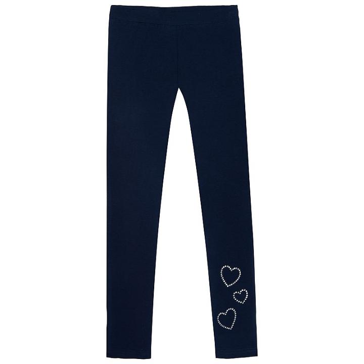 Girls 4-6x French Toast Rhinestone Heart Leggings, Girl's, Size: 5, Blue (navy)